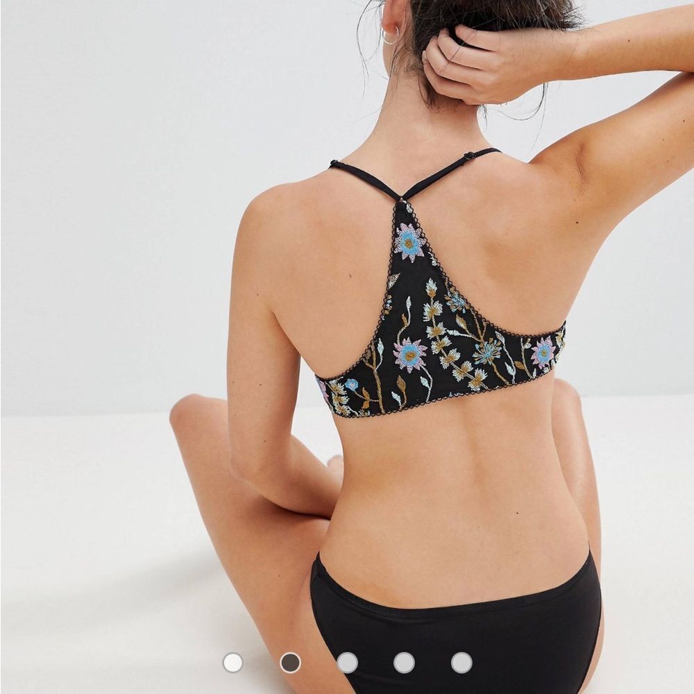 NEW Free people Intimately So Into You Bray Black Lace Floral Embroidered Bra XS - Picture 2 of 12